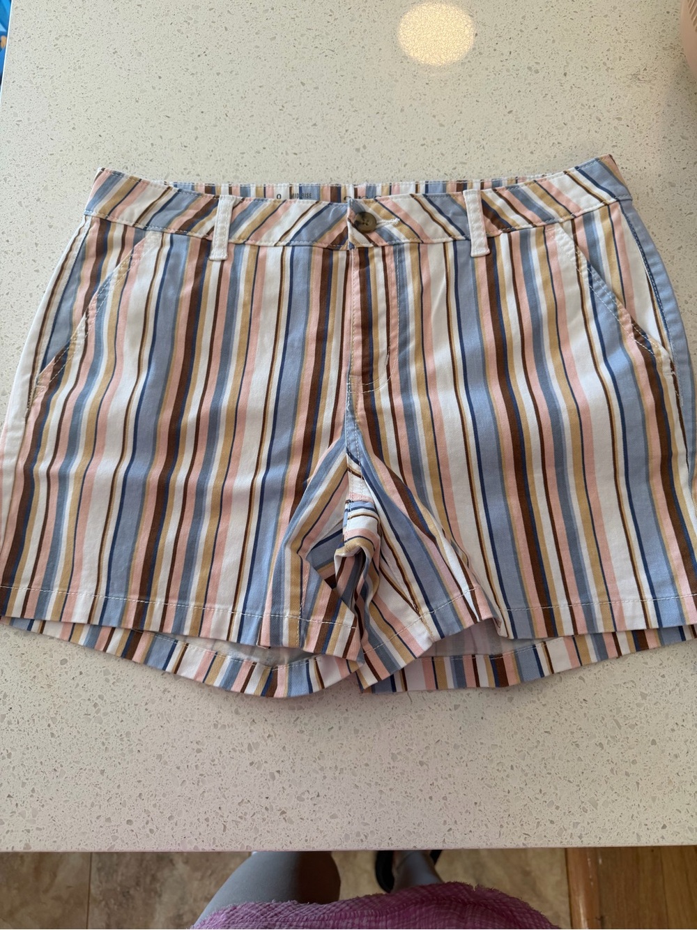 a.n.a Striped Cotton-Blend Women’s Shorts in Blue, Tan & Cream